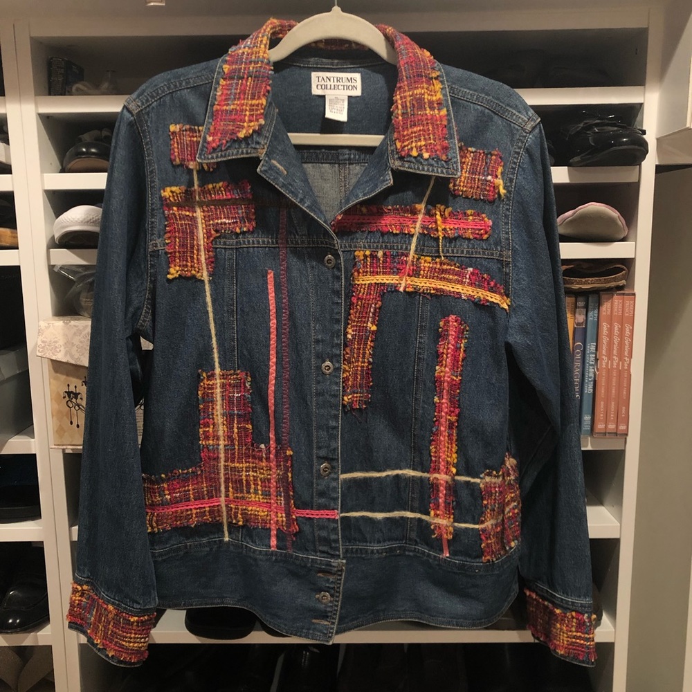 Tantrums Collection Denim Jacket size XL Decorated